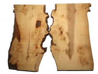 2x Ulme Holz Rüster gemasert Brett 85x33-48cm x 22mm 