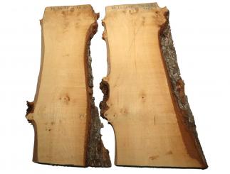 2x Ulme Holz Rüster gemasert Brett 74x24-38cm x 22mm 