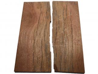 2x Mahagoni Pommele Riegel Brett rustikal 70x24-30cm x 22mm 