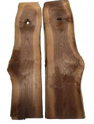 2x Nussbaumholz Walnussholz Bohle 127x24-37cm x 23mm 