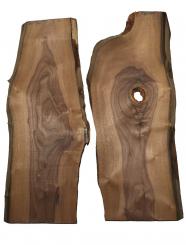 2x Nussbaumholz Walnussholz Bohle 86x17-35cm x 23mm 