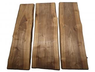 3x Nussbaumholz Walnussholz Bohle 91x23-32cm x 23mm 