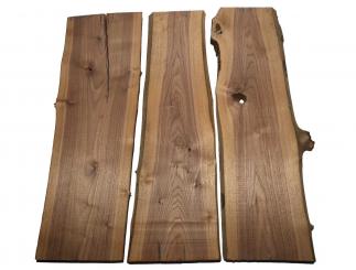 3x Nussbaumholz Walnussholz Brett 103x25-35cm x 23mm 