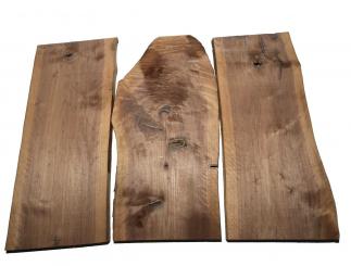 3x Nussbaumholz Walnussholz Bohle 92x15-45cm x 22-23mm 
