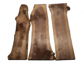 3x Nussbaumholz Walnussholz Brett 103x12-39cm x 22-23mm 