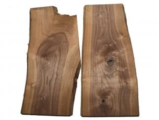 2x Nussbaumholz Walnussholz Bohle 86x24-40cm x 23mm 