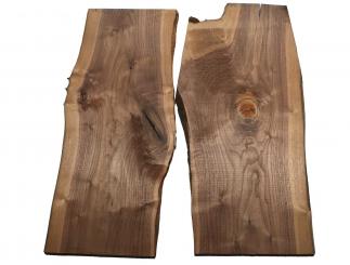 2x Nussbaumholz Walnussholz Bohle 86x22-41cm x 23mm 