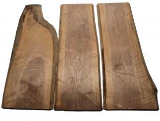 3x Nussbaumholz Walnussholz Bohle 99x16-41cm x 23mm 