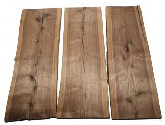 3x Nussbaumholz Walnussholz Bohle 90x27-36cm x 23mm 