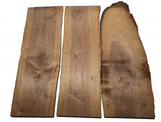 3x Nussbaumholz Walnussholz Bohle 89x17-34cm x 22-23mm 