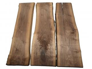 3x Nussbaumholz Walnussholz Bohle 102x27-33cm x 23mm 