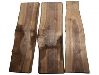 3x Nussbaumholz Walnussholz Bohle 87x16-29cm x 19-21mm 