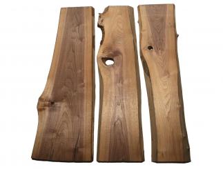 3x Nussbaumholz Walnussholz Bohle 103x19-33cm x 23mm 