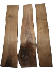3x Nussbaumholz Walnussholz Bohle 106x16-27cm x 23mm 