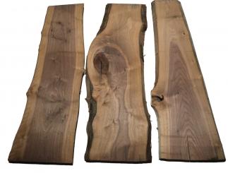 3x Nussbaumholz Walnussholz Bretter 102x20-34cm x 22-23mm 