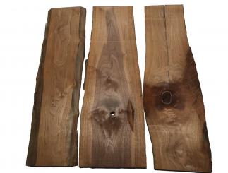 3x Nussbaumholz Walnussholz Bretter 90x22-31cm x 22mm 