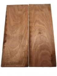 2x Mahagoni Pommele Holz Curly 65x24,5cm x 18-22mm 