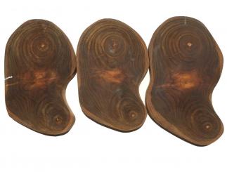 3x Teak wilde Baumscheibe Teakholz 25-27x15cm x 20mm #M3 