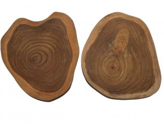 2x Teak wilde Baumscheibe Teakholz 27x23cm x 20mm #K1 