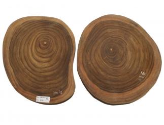 2x Teak wilde Baumscheibe Teakholz 24-26x20-22cm x 20mm #M6 