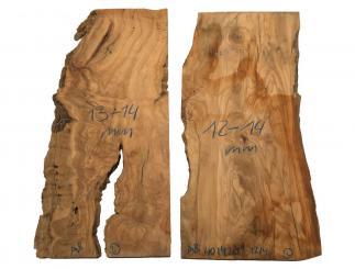2x Oliven Wurzelholz Holz f Epoxid 40x14-20cm x 12-14mm #A8 