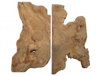 2x Oliven Wurzelholz Holz f Epoxid 40x8-20cm x 15-19mm #A6 