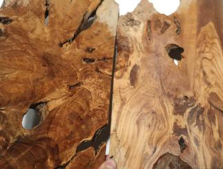2x Oliven Wurzelholz Holz f Epoxid 40x20cm x 15-20mm #A4 