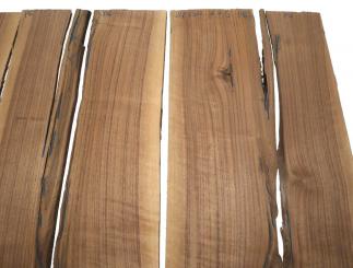 6x Nussbaumholz Brettchen Sägefurnier 81x13-22cm x 6-7mm #P6 
