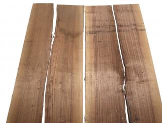 4x Nussbaumholz Brettchen Sägefurnier 78x14-20cm x 8-9mm #P5 