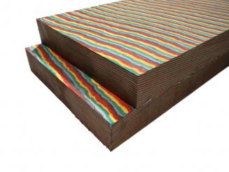 1x Rainbow Holz SaRaiFo bunt gefärbt gestreift 62x20-21,5cm x 55-57mm 
