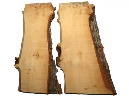 2x Ulme Holz Rüster gemasert Brett 74x24-38cm x 22mm 