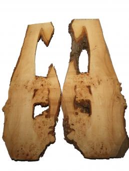 2x Ulme Holz Rüster gemasert Brett 130x15-50cm x 20-23mm 