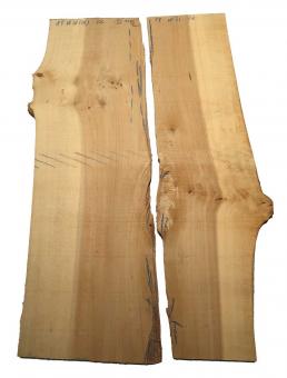 2x Ulme Holz Rüster gemasert Brett 89x18-31cm x 22mm 