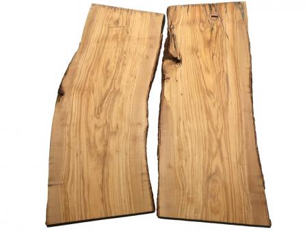 2x Olivenholz Brett Olivenbaum Holz 90x34-38cm x 22mm 