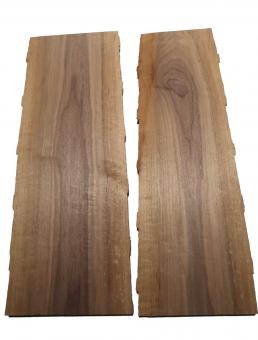 2x Nussbaum Riegel Holz Tonholz curly 76x20-29cm x 28mm 