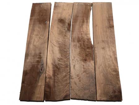 4x Nussbaum Riegel Holz geriegelt curly 69x13-14cm x 24mm 