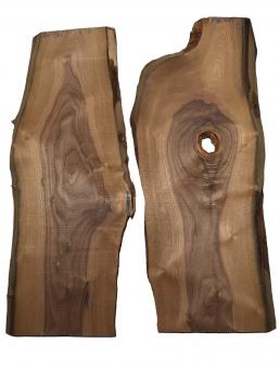 2x Nussbaumholz Walnussholz Bohle 86x17-35cm x 23mm 