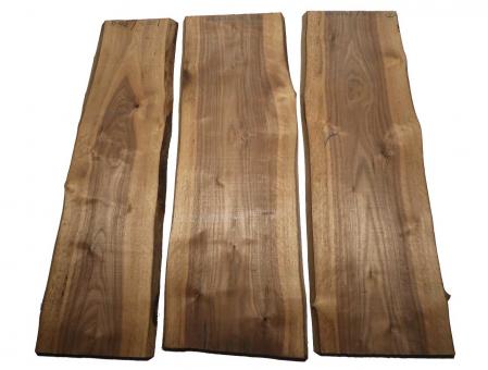 3x Nussbaumholz Walnussholz Bohle 91x23-32cm x 23mm 