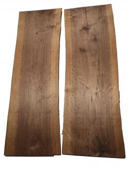 2x Nussbaumholz Riegel Walnussholz Curly 104x32-36cm x 23mm 
