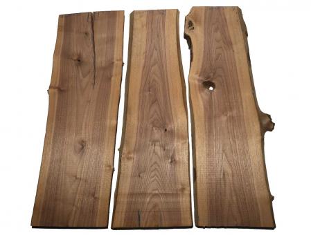 3x Nussbaumholz Walnussholz Brett 103x25-35cm x 23mm 