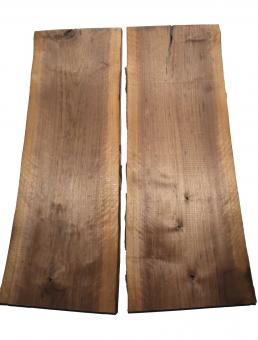 2x Nussbaumholz Riegel Walnussholz Curly 110x37-40cm x 23mm 