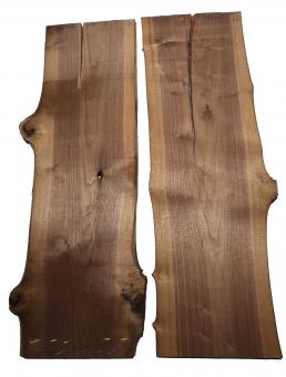 2x Nussbaumholz Walnussholz Bohle 102x31-36cm x 23mm 