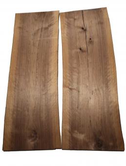 2x Nussbaumholz Riegel Walnussholz Curly 104x34-38cm x 23mm 