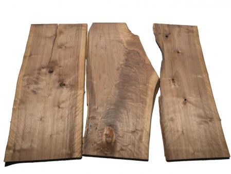 3x Nussbaumholz Walnussholz Bohle 98x29-47cm x 22-23mm 