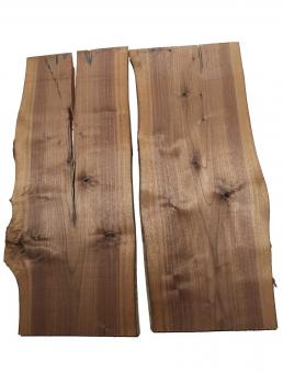 2x Nussbaumholz Walnussholz Bohle 84x31-36cm x 23mm 