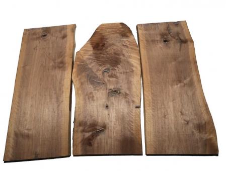 3x Nussbaumholz Walnussholz Bohle 92x15-45cm x 22-23mm 