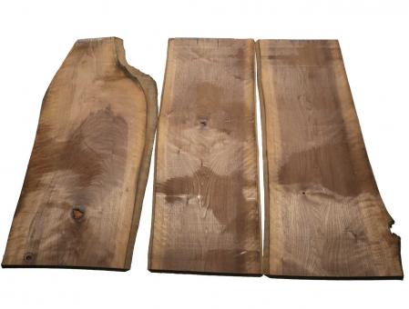 3x Nussbaumholz Walnussholz Bohle 98x21-49cm x 23mm 