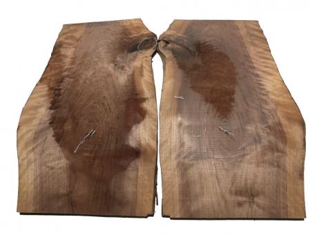 2x Nussbaumholz Walnussholz Bohle 63x28-44cm x 21-23mm 