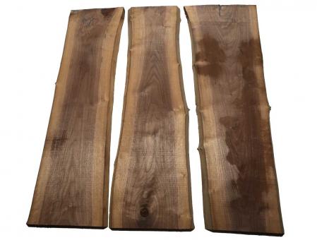 3x Nussbaumholz Walnussholz Bohle 102x24-35cm x 22-23mm 