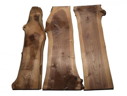 3x Nussbaumholz Walnussholz Brett 103x12-39cm x 22-23mm 